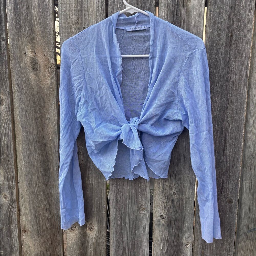cut loose Sky Blue Cropped Cardigan